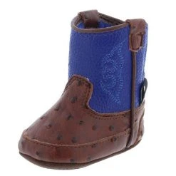 M&F Western Products, Inc Baby Bucker Brown Ostrich And Blue Weston Boots
